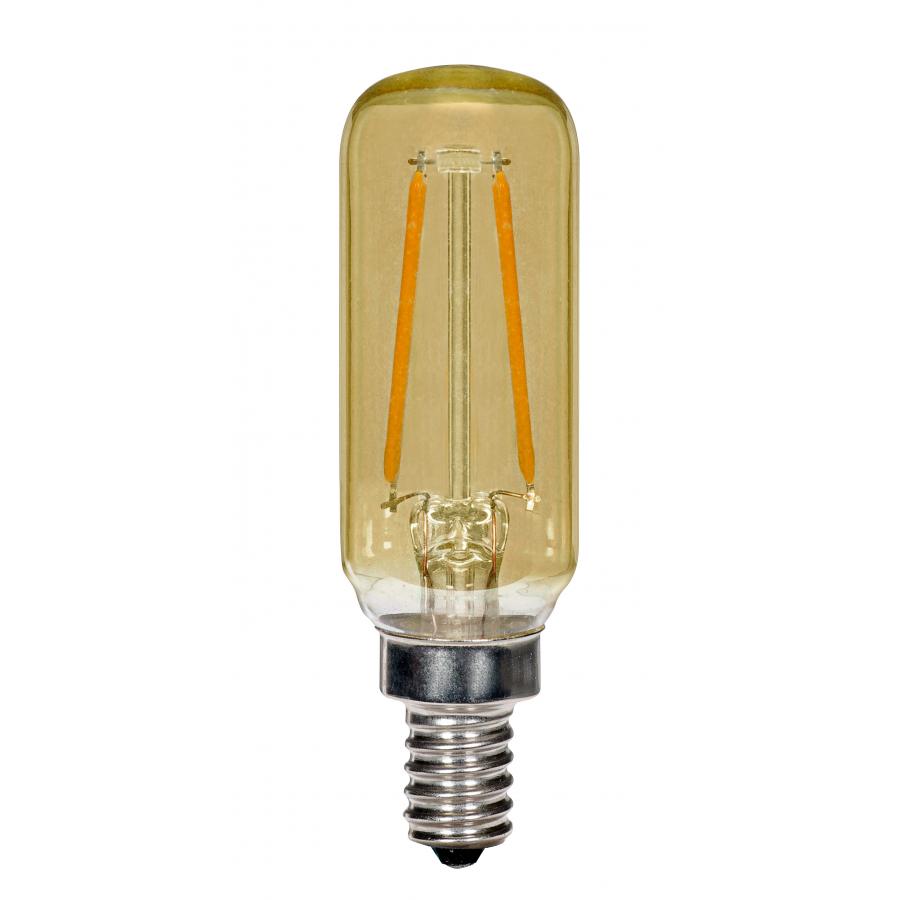 Product image for Satco S9873 2.5 Watt T6 LED; Amber; Candelabra base; 2000K; 150 Lumens; 120 Volt