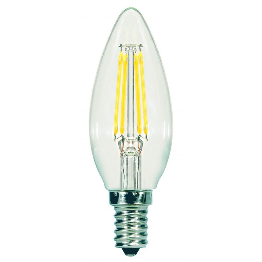 5.5 Watt C11 LED - Clear - Candelabra Base - 2700K - 500 Lumens - 120 Volts