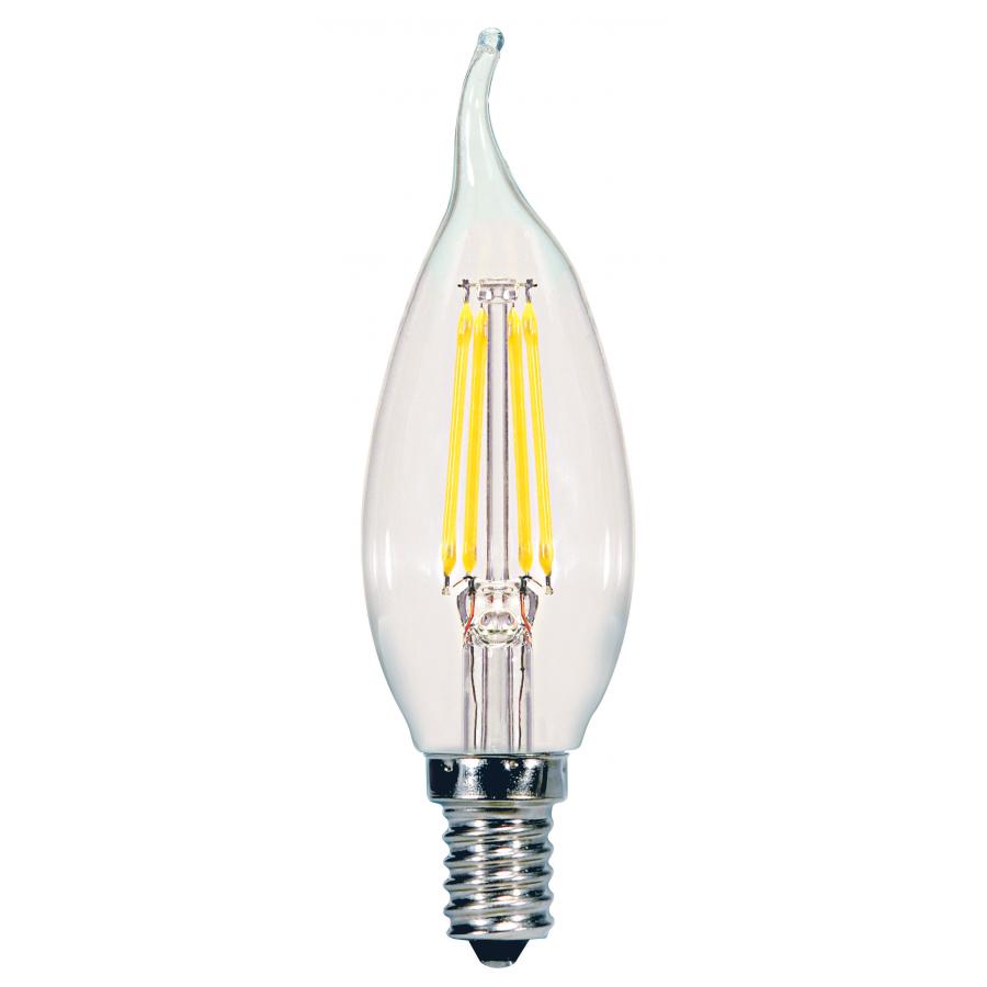 Product image for Satco S9962 5.5 Watt CA11 LED; Clear; Candelabra base; 2700K; 500 Lumens; 120 Volt