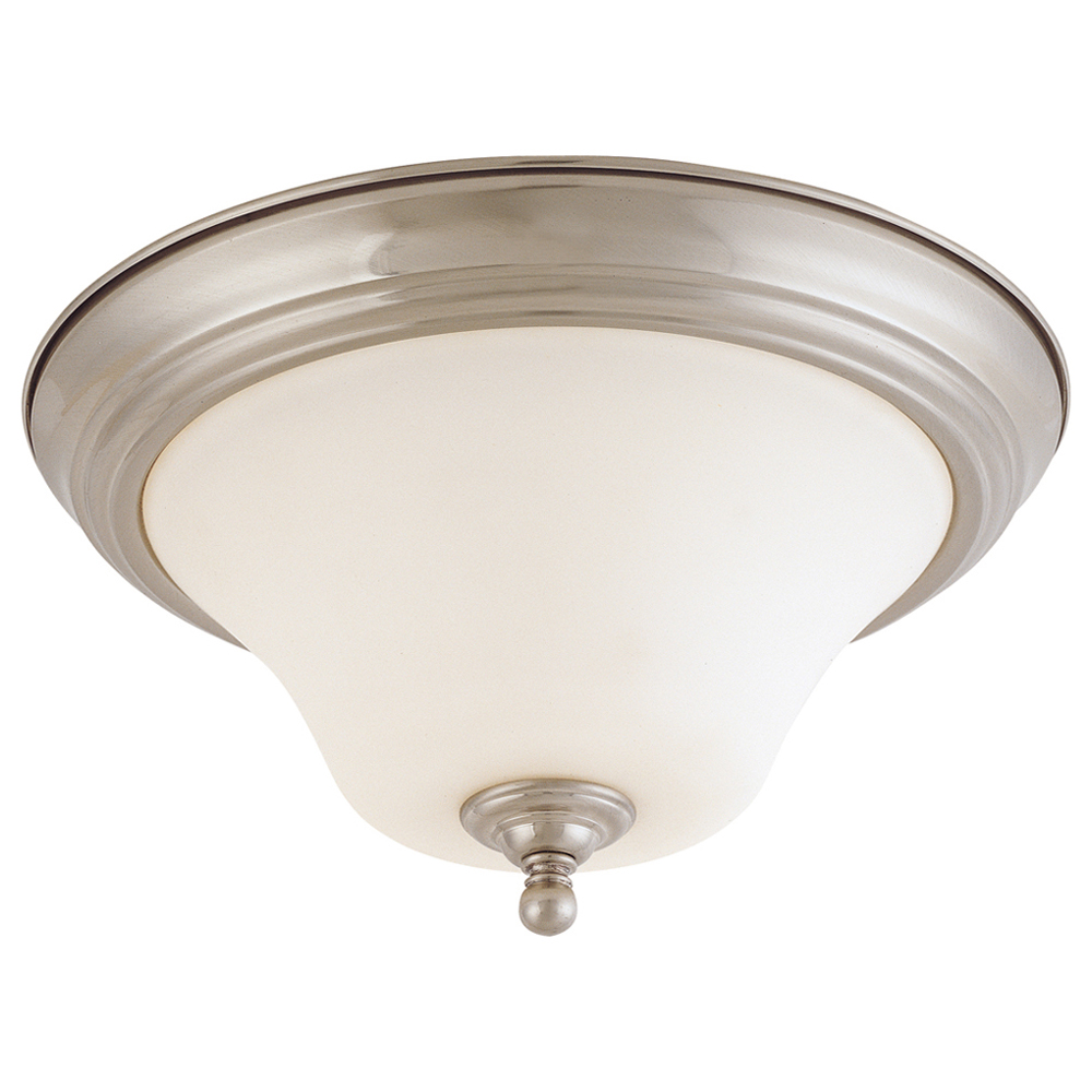 Dupont - 2 light 13 Flush Mount w/ Satin White Glass - Brushed Nickel