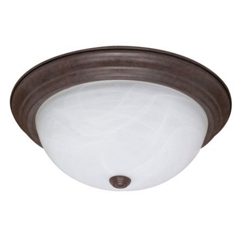 3 Light - 15 - Flush Mount - Alabaster Glass - Old Bronze