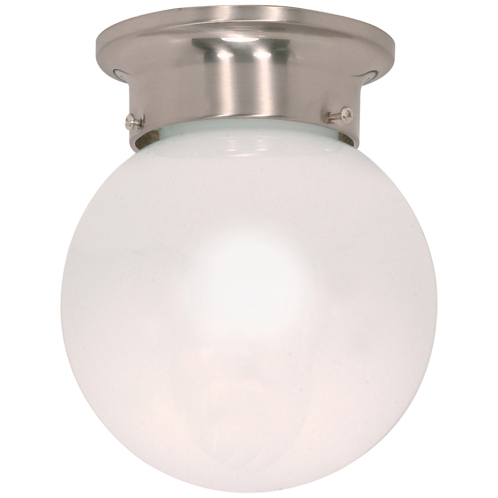 1 Light - 6 - Ceiling Mount - White Ball - Brushed Nickel