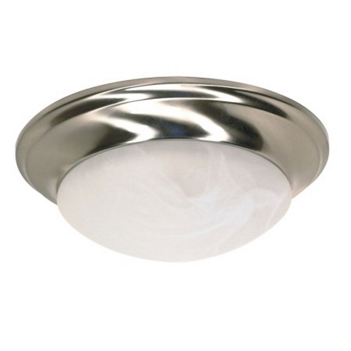 1 Light - 12 - Flush Mount - Twist & Lock w/ Alabaster Glass - Brushed Nickel