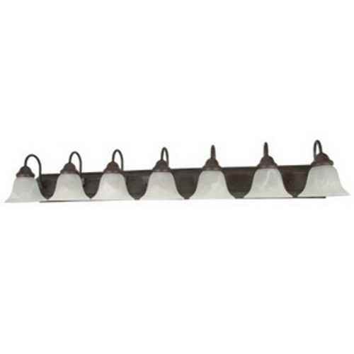 Ballerina - 7 Light - 48 - Vanity - w/ Alabaster Glass Bell Shades - Old Bronze