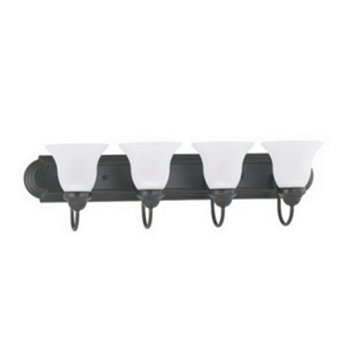 Ballerina - 4 Light 30 Vanity w/ Frosted White Glass - Mahogany Bronze