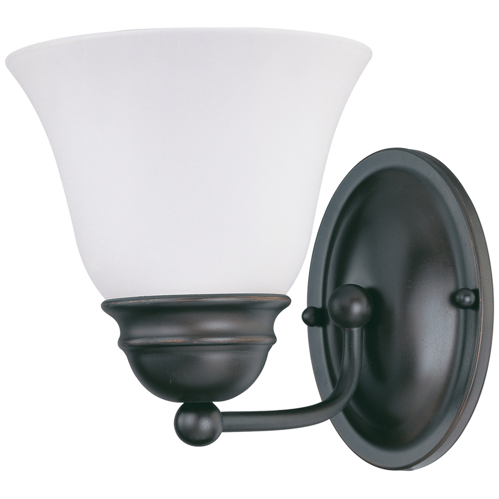 Empire - 1 Light 7 Vanity w/ Frosted White Glass - Mahogany Bronze