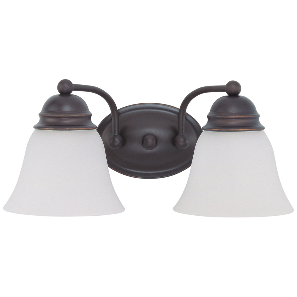 Empire - 2 Light 15 Vanity w/ Frosted White Glass - Mahogany Bronze