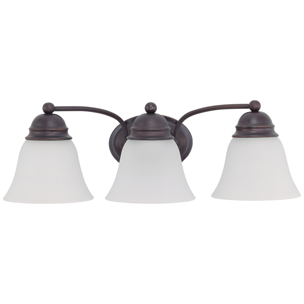 Empire - 3 Light 21 Vanity w/ Frosted White Glass - Mahogany Bronze