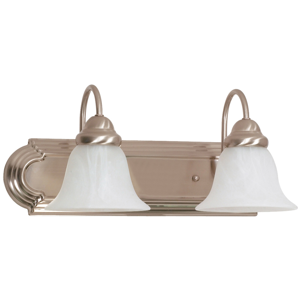 Ballerina - 2 Light - 18 - Vanity - w/ Alabaster Glass Bell Shades - Brushed Nickel