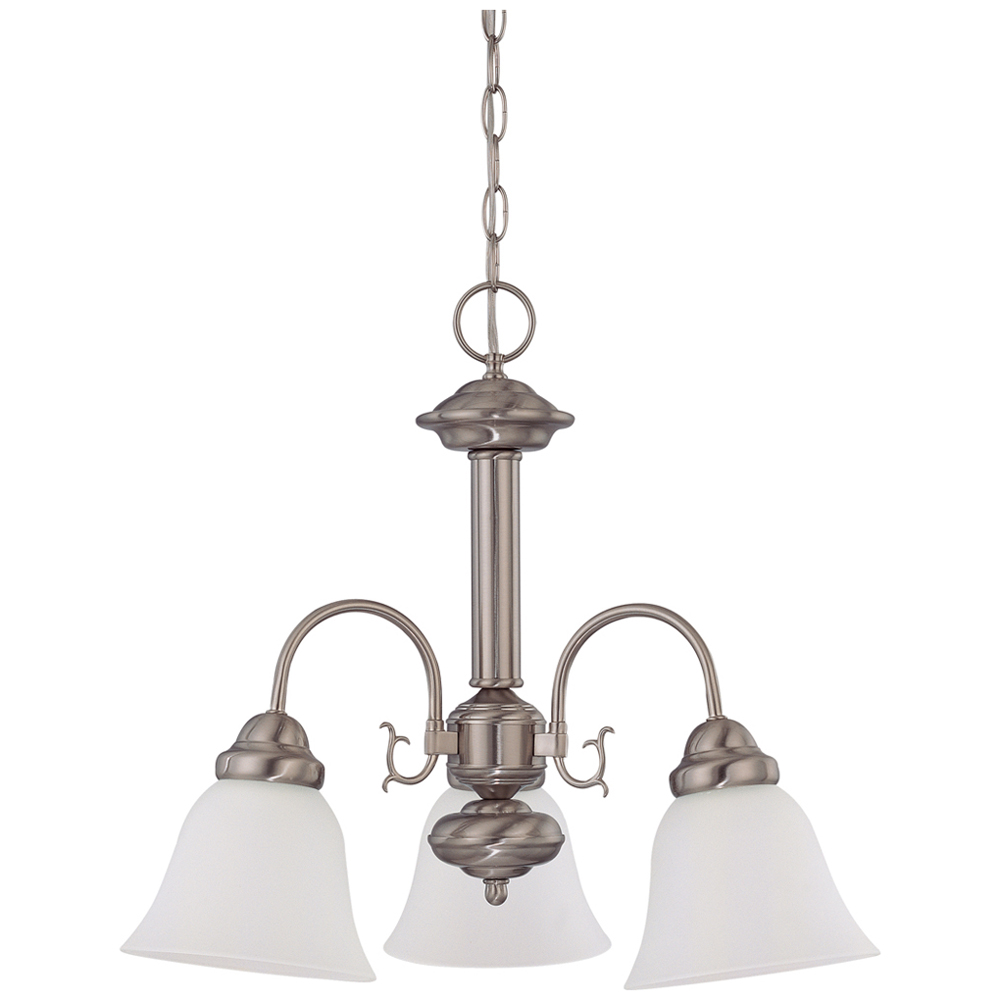 Ballerina - 3 Light 20 Chandelier w/ Frosted White Glass - Brushed Nickel