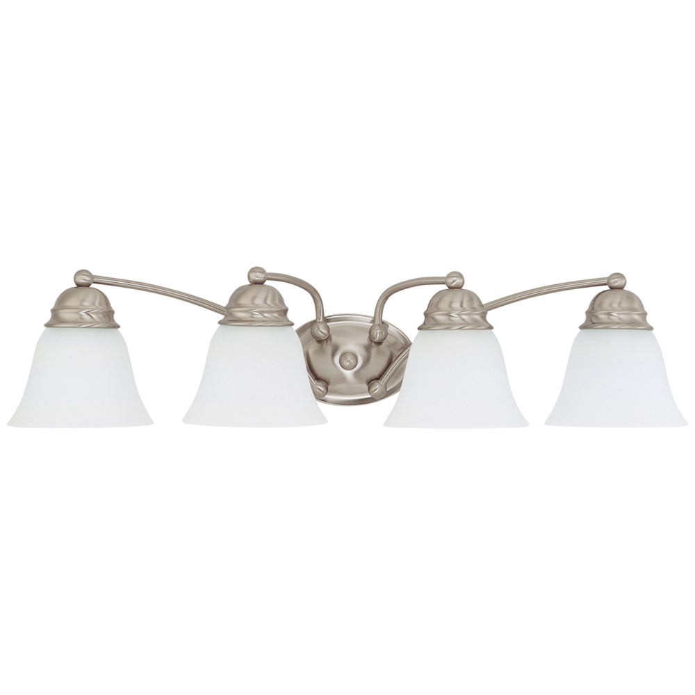 Empire - 4 Light 29 Vanity w/ Frosted White Glass - Brushed Nickel