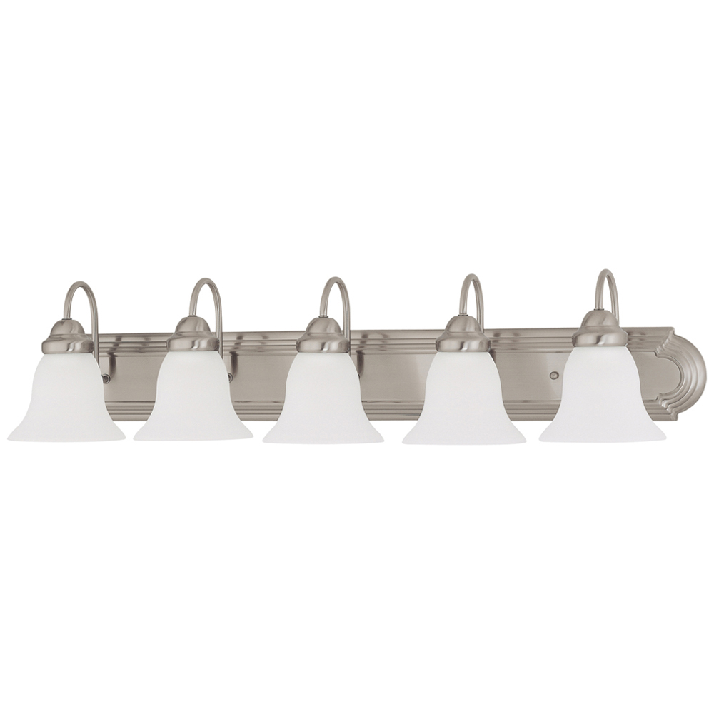 Ballerina - 5 Light 36 Vanity w/ Frosted White Glass - Brushed Nickel