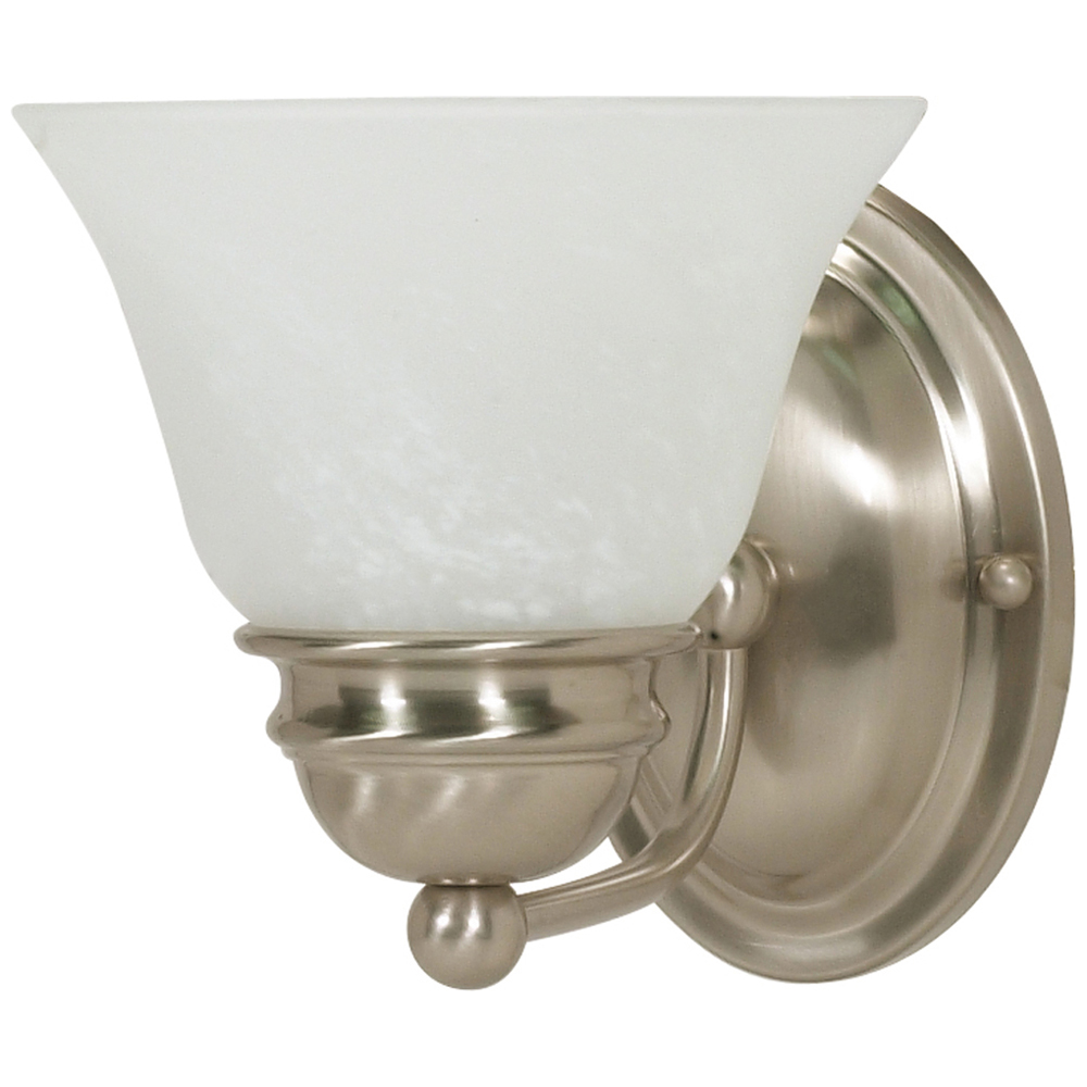 Empire - 1 Light - 7 - Vanity - w/ Alabaster Glass Bell Shades - Brushed Nickel