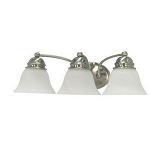 Empire - 3 Light - 21 - Vanity - w/ Alabaster Glass Bell Shades - Brushed Nickel