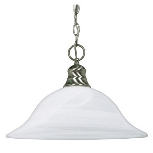 1 Light - 16 - Pendant - Alabaster Glass - Brushed Nickel