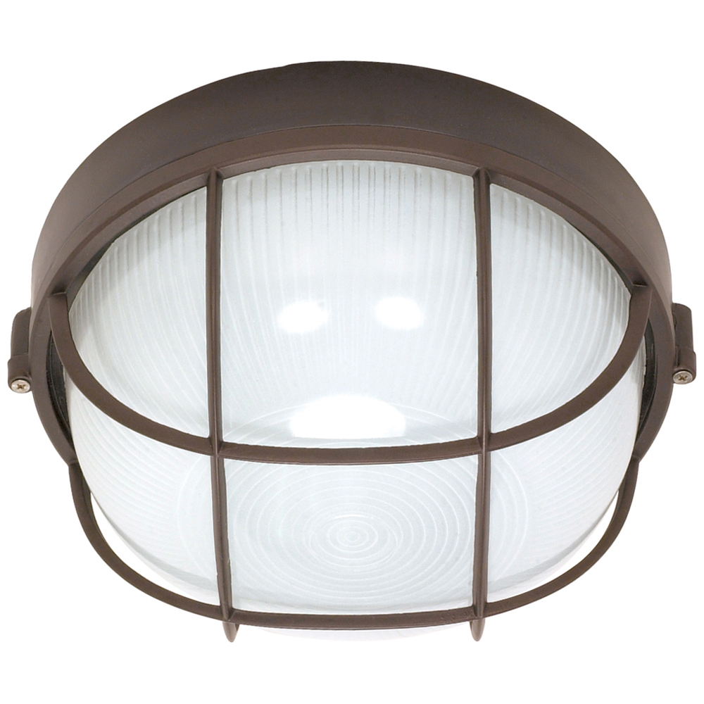 1 Light - 10 - Round Cage Bulk Head - Die Cast Bulk Head - Architectural Bronze