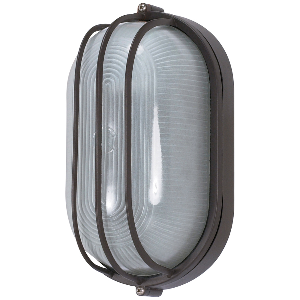 1 Light - 10 - Oval Cage Bulk Head - Die Cast Bulk Head - Architectural Bronze