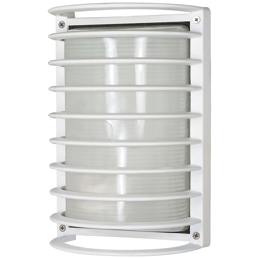 1 Light - 10 - Rectangle Cage Bulk Head - Die Cast Bulk Head - Semi Gloss white