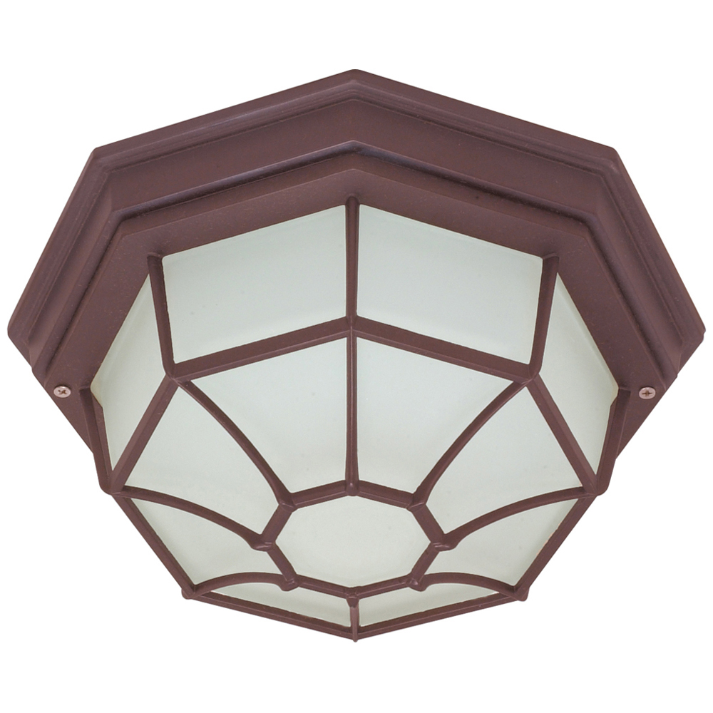 1 Light - 12 - Ceiling Spider Cage Fixture - Die Cast, Glass Lens - Old Bronze
