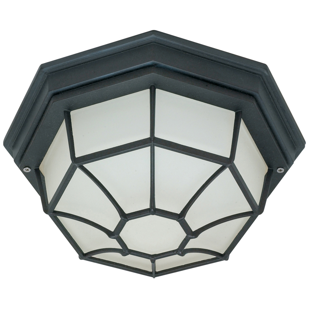 1 Light - 12 - Ceiling Spider Cage Fixture - Die Cast, Glass Lens - Textured Black