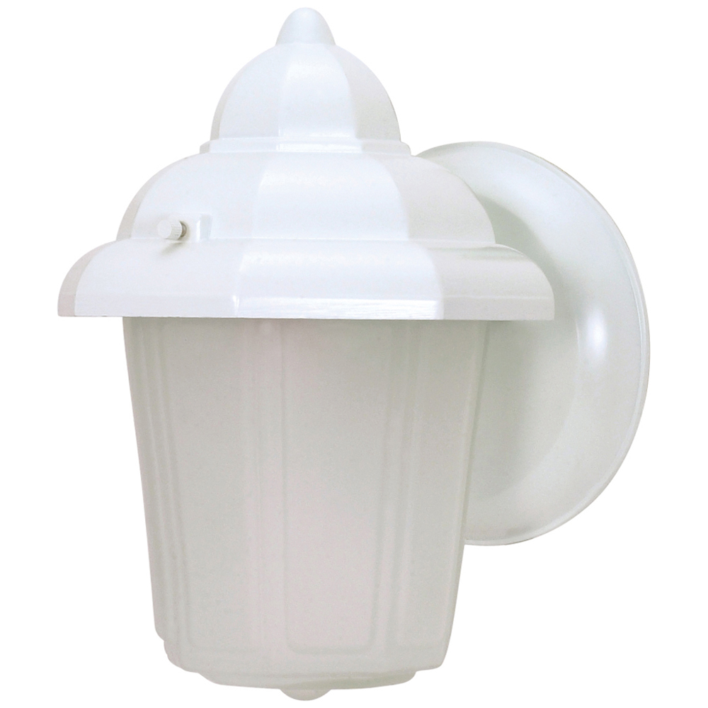 1 Light - 9 - Wall Lantern - Hood Lantern w/ Satin Frosted Glass - White