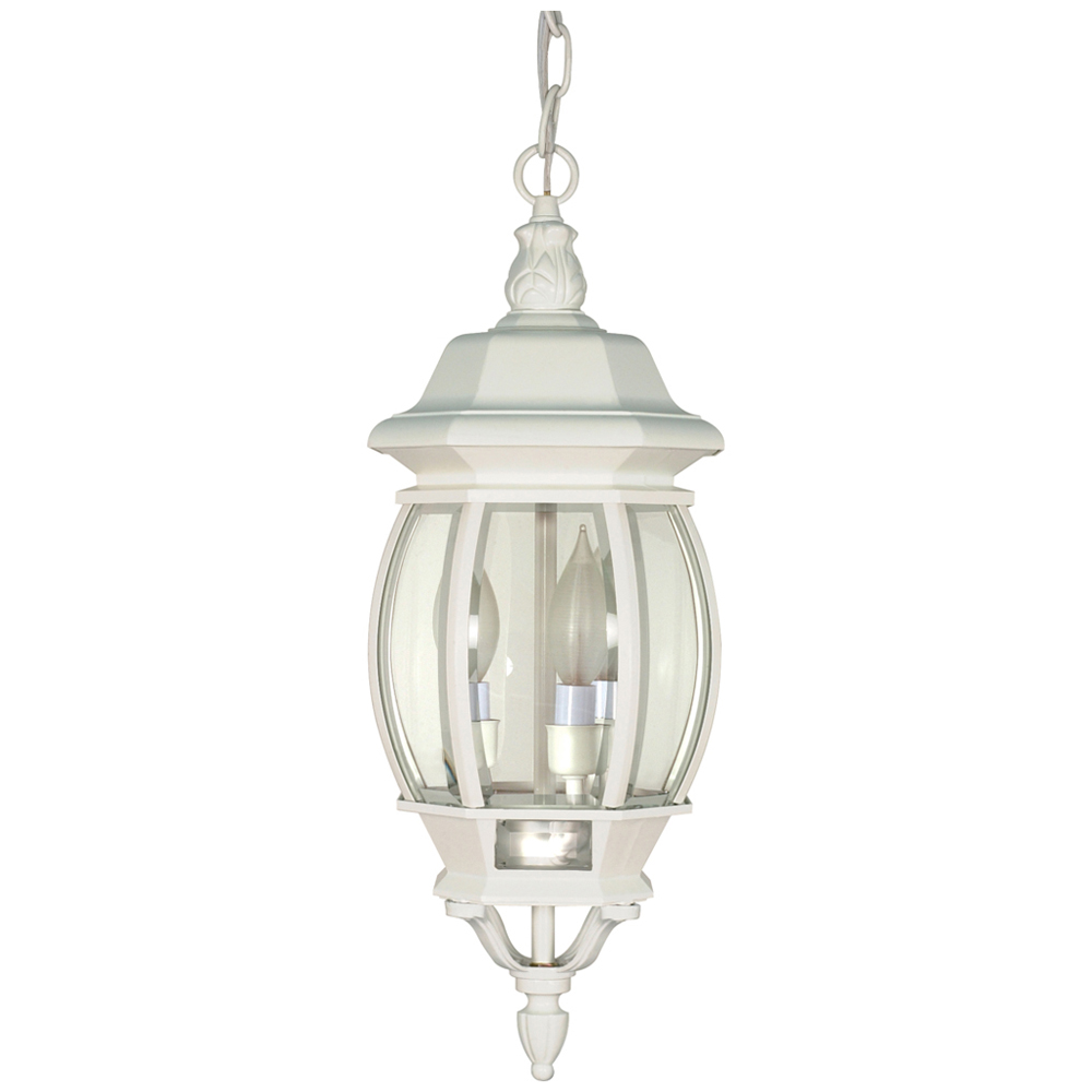 Central Park - 3 Light - 20 - Hanging Lantern - w/ Clear Beveled Glass - White