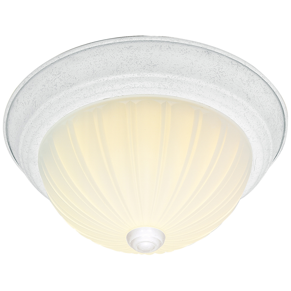 2 Light - 13 - Flush Mount - Frosted Melon Glass - Textured White