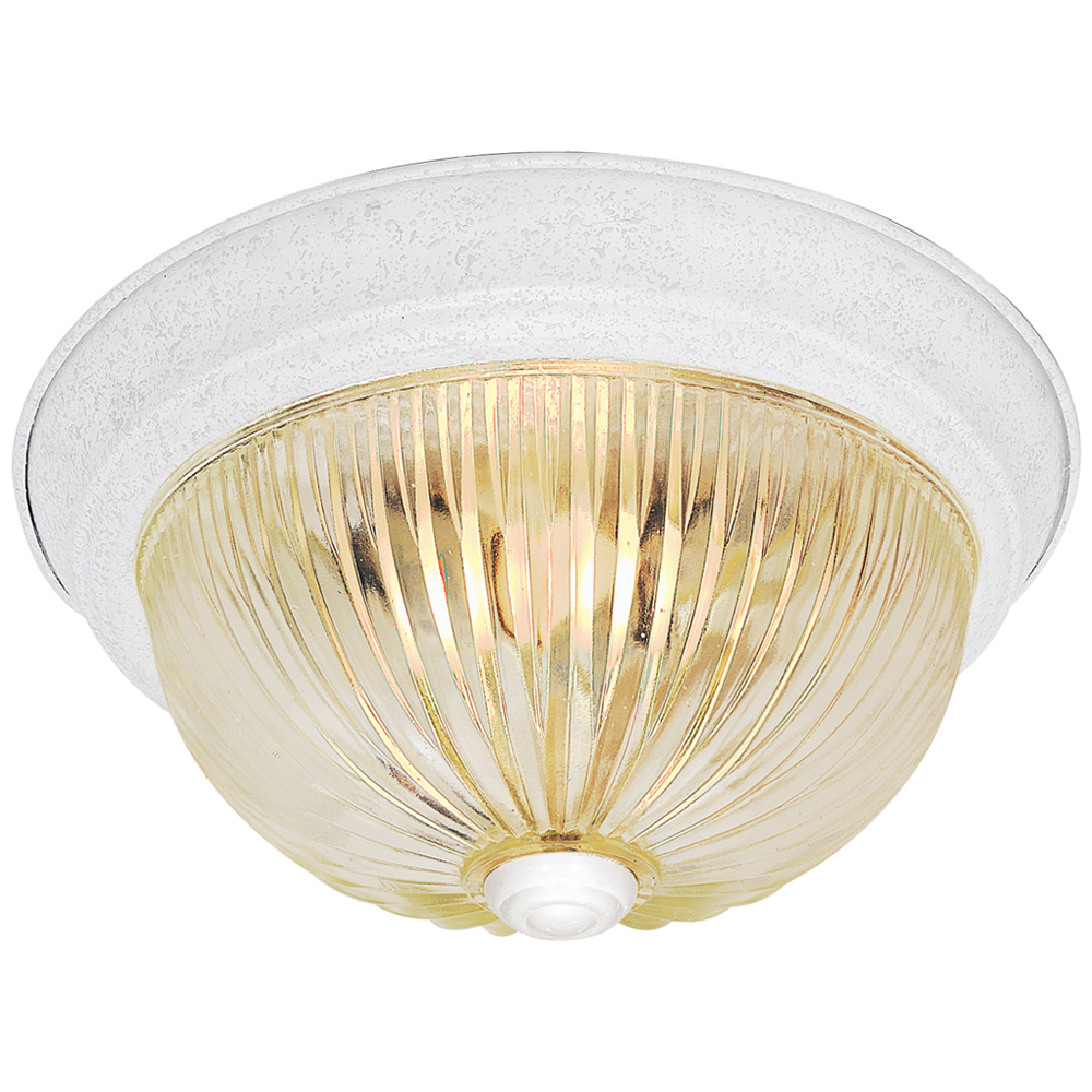 2 Light - 11 - Flush Mount - Clear Ribbed Glass - Textured White
