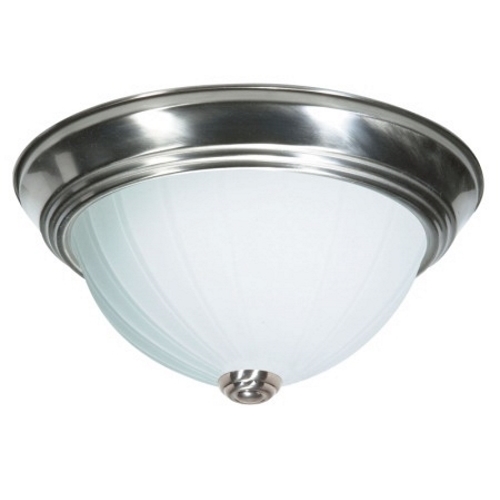 2 Light - 11 - Flush Mount - Frosted Melon Glass - Brushed Nickel