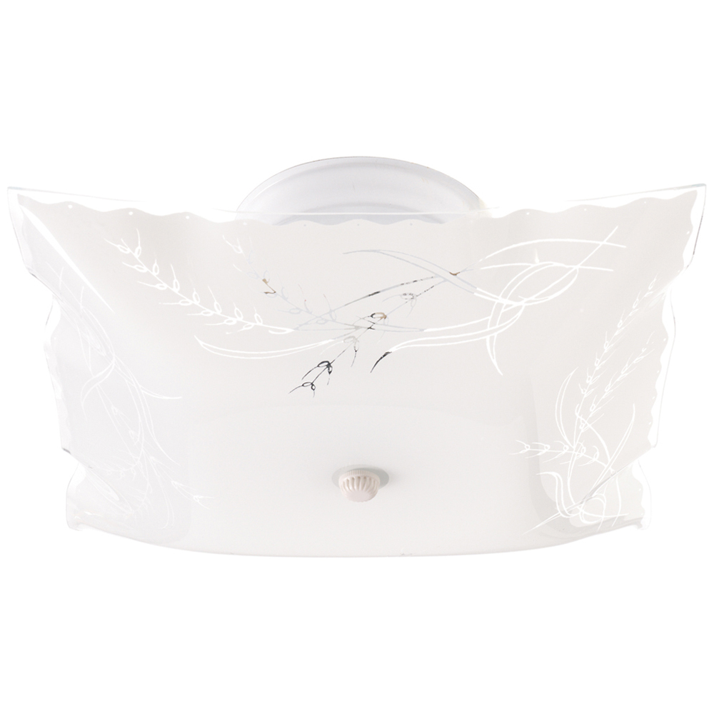 2 Light - 12 - Ceiling Fixture - Square Wheat / Ruffled Edge - White