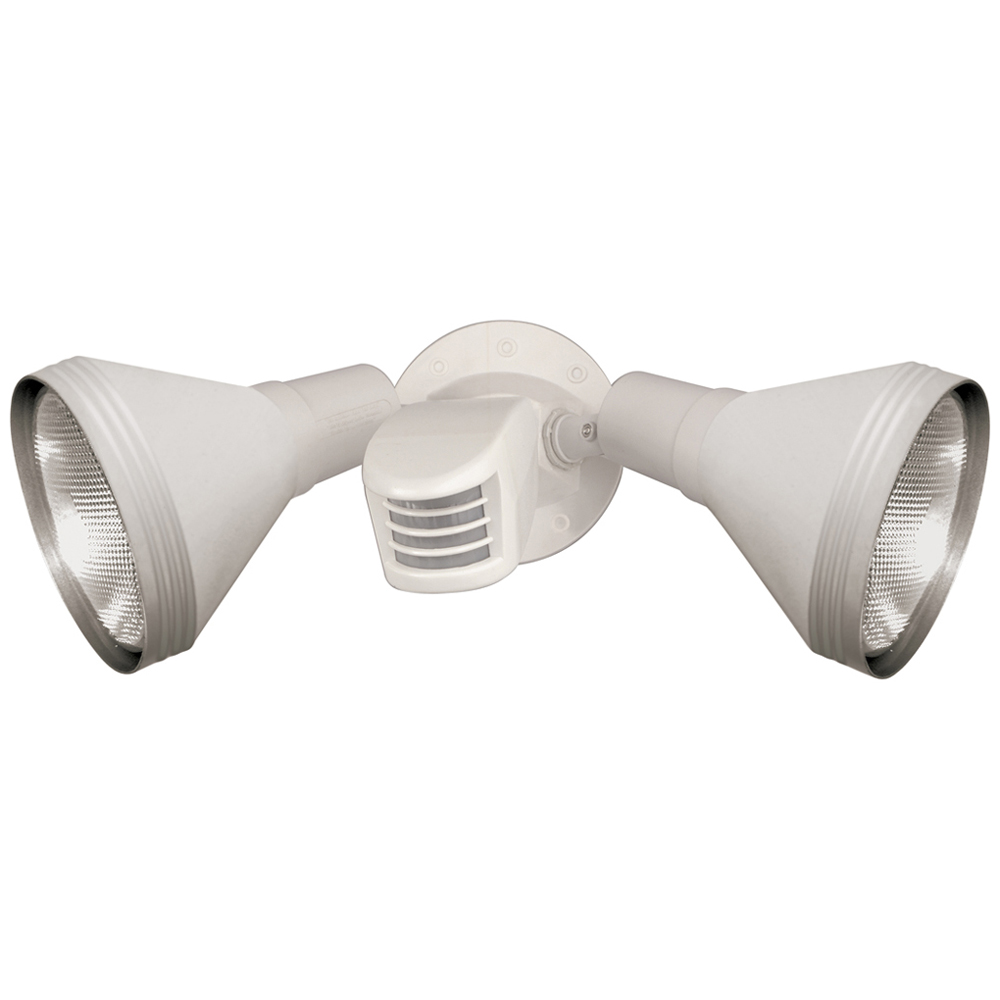 2 Light - 14 - Flood Light, Exterior - PAR38 w/Adjustable Swivel & Motion Sensor - White