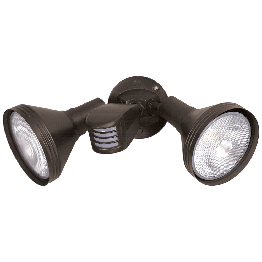 2 Light - 14 - Flood Light, Exterior - PAR38 w/Adjustable Swivel & Motion Sensor - Black