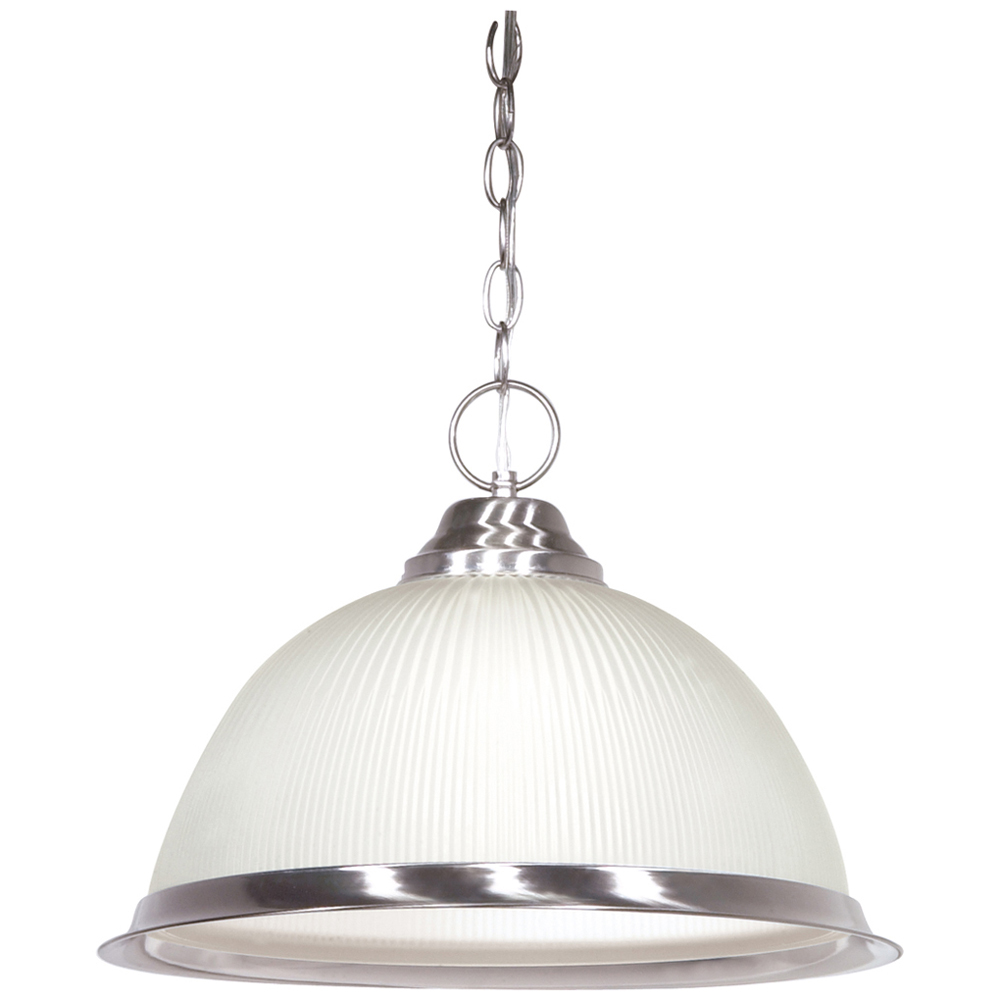 1 Light - 15 - Pendant - Frosted Prismatic Dome - Brushed Nickel