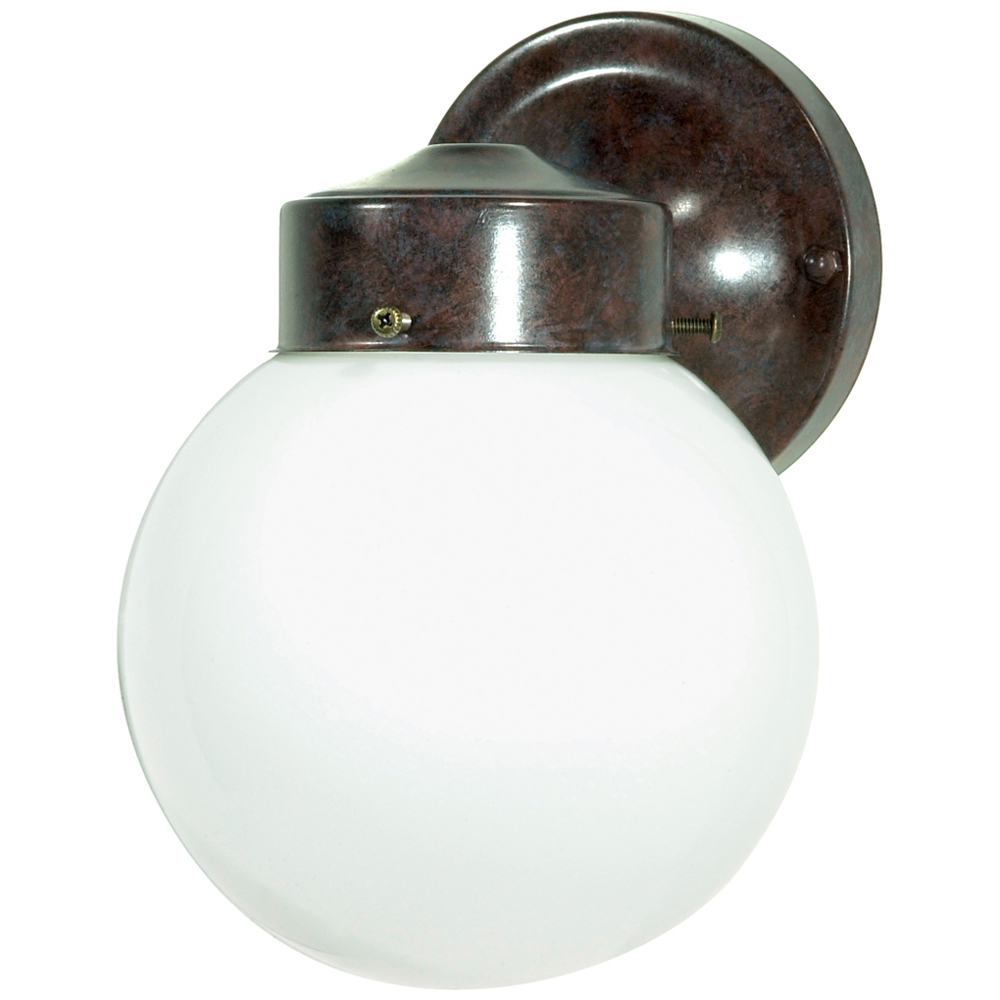 1 Light - 6 - Porch, Wall - With White Globe - Old Bronze