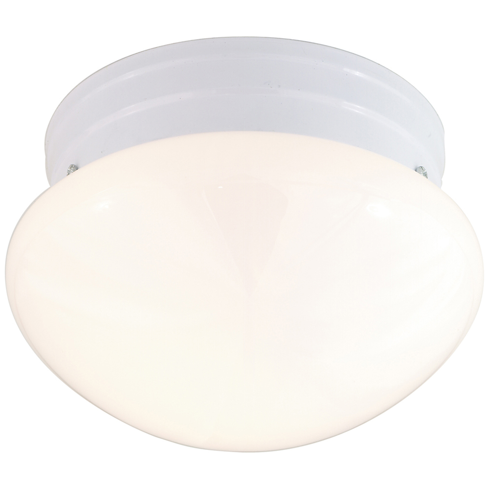 1 Light - 8 - Flush Mount - Small White Mushroom - White