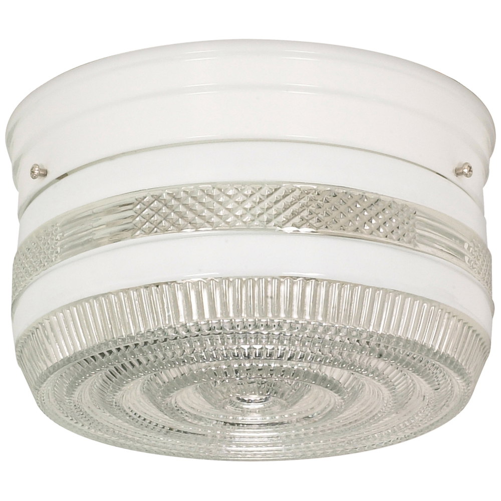 2 Light - 8 - Flush Mount - Medium Crystal / White Drum - White