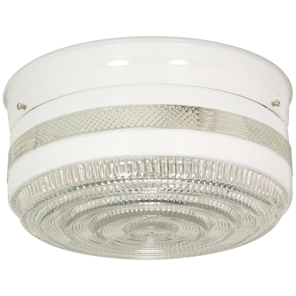 2 Light - 10 - Flush Mount - Large Crystal / White Drum - White