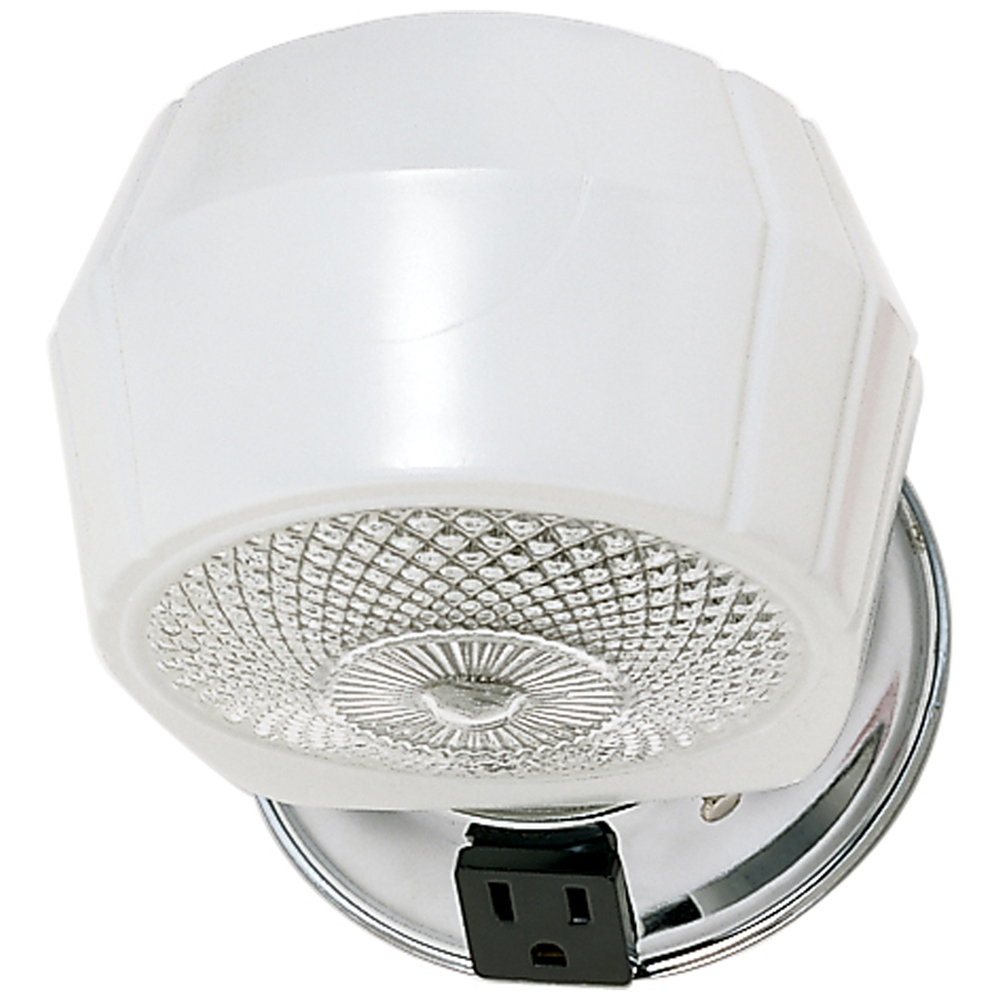 1 Light - 5 - Vanity - w/White, Crystal Bottom Shade & Conv Outlet - Polished Chrome