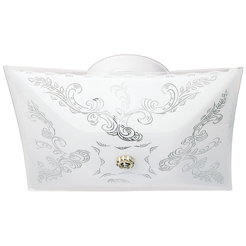 2 Light - 12 - Ceiling Fixture - Square Floral - White