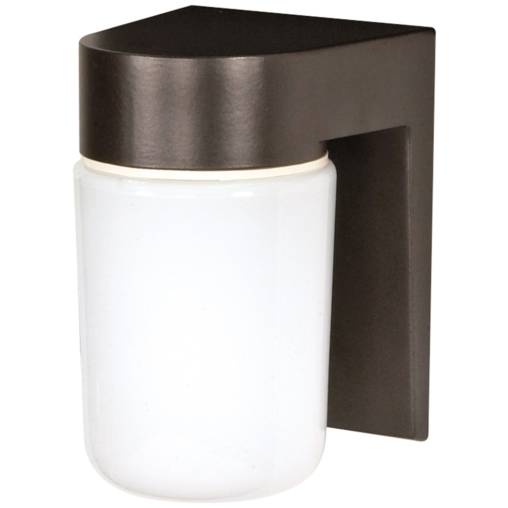 1 Light - 8 - Utility, Wall Mount - With White Glass Cylinder - Bronzotic