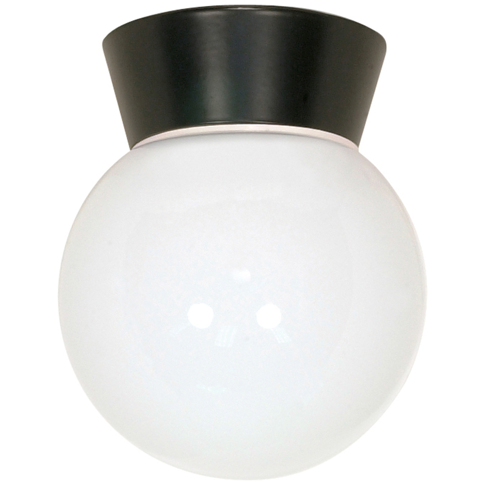 1 Light - 8 - Utility, Ceiling Mount - With White Glass Globe - Bronzotic