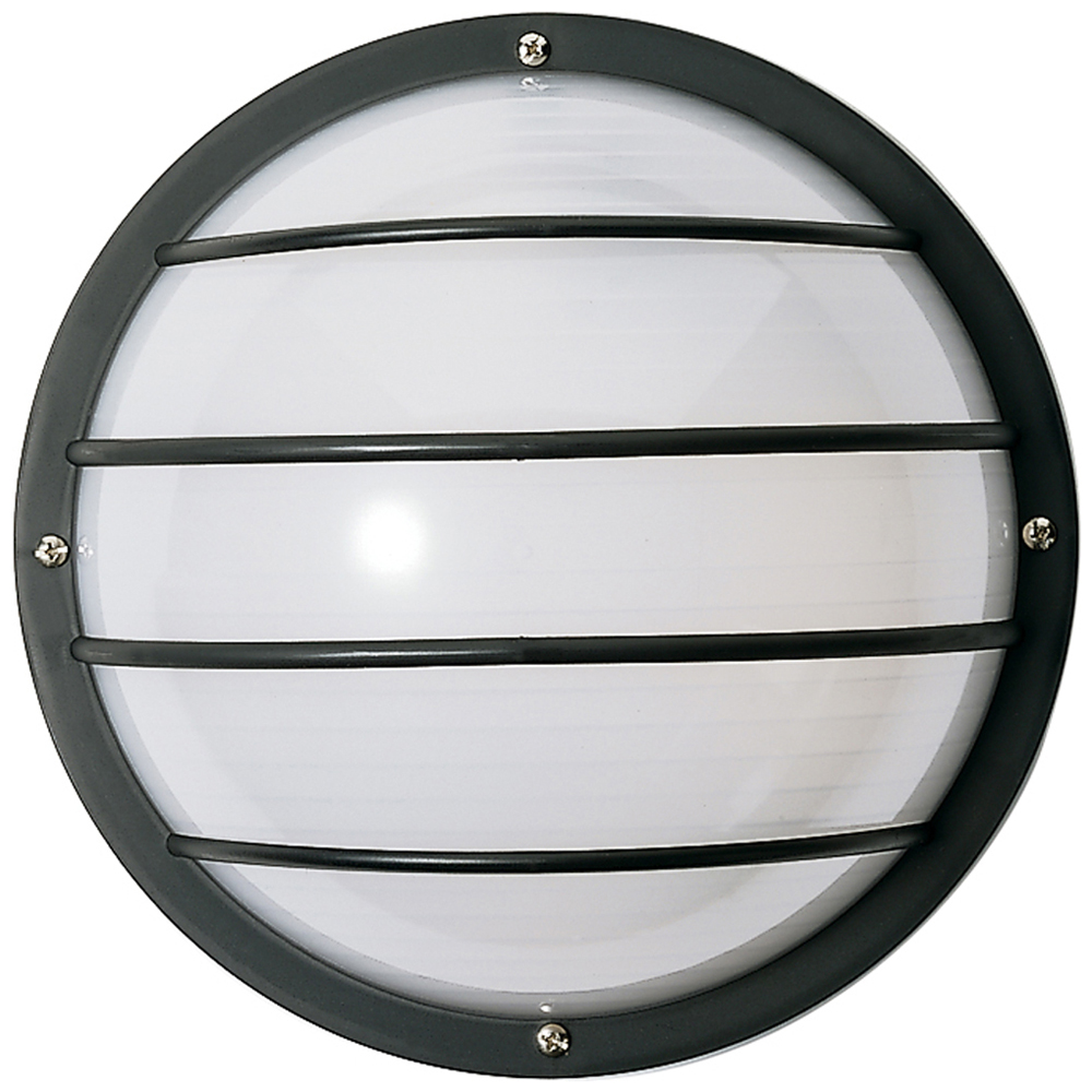 1 Light - 10 - Round Cage Wall Fixture - Polysynthetic Body & Lens - Black