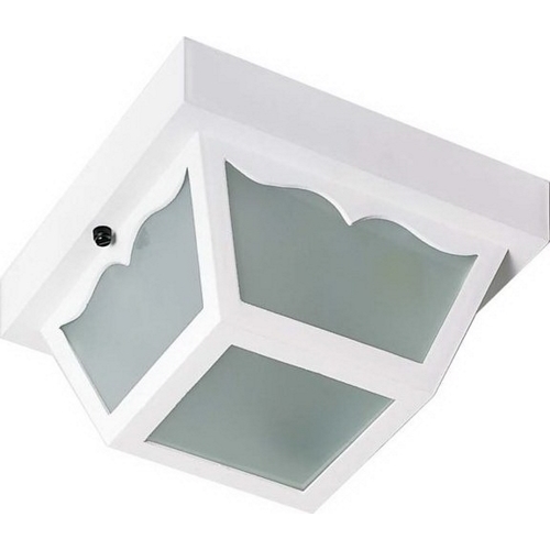 1 Light - 10 - Carport Flush Mount - With Frosted Acrylic Panels - White