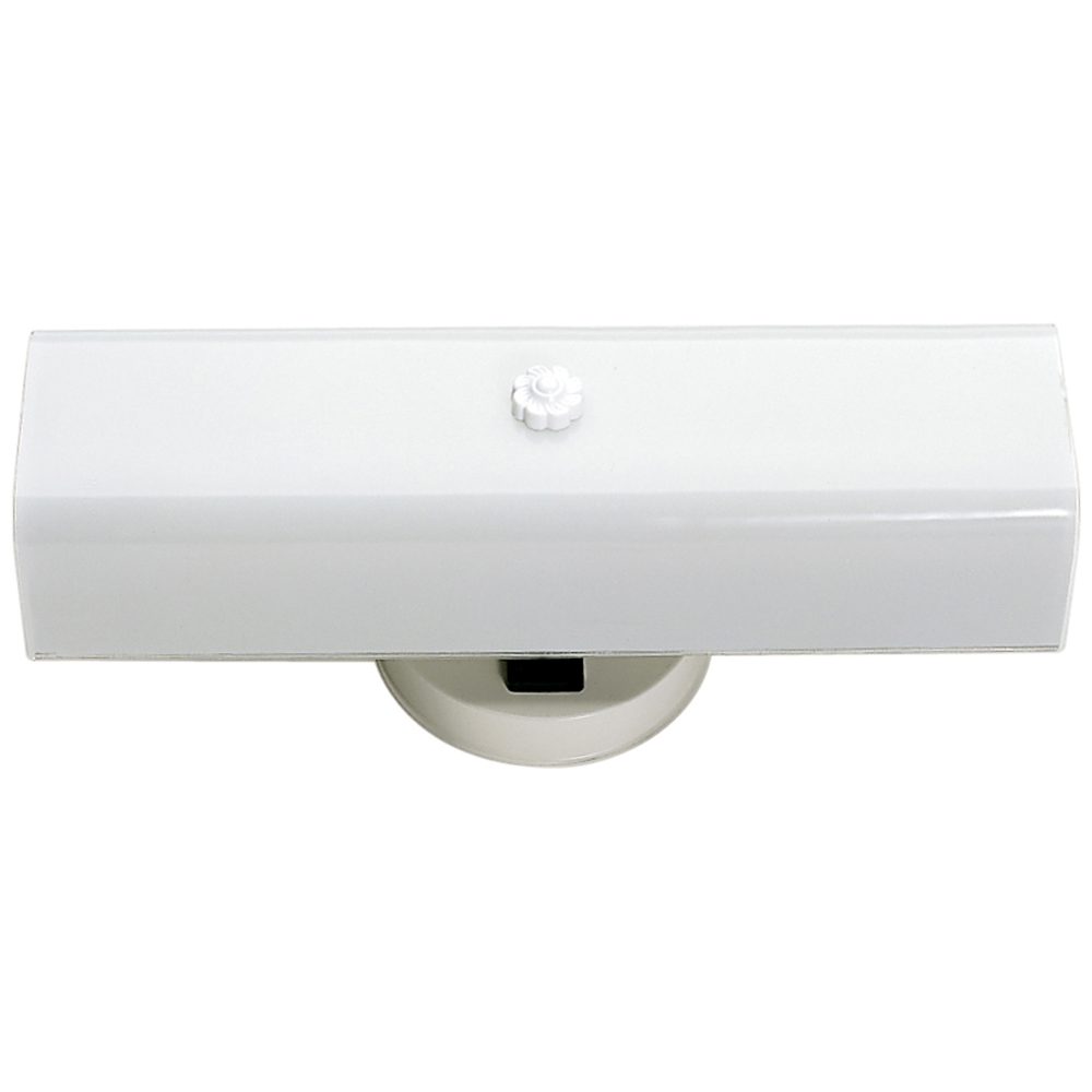2 Light - 14 - Vanity - w/White U Channel Glass w/Conv Outlet - White