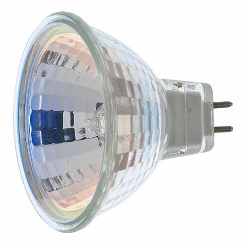 Halogen MR Lamp, Designation: 50MR16/WFL, 12 V, 50 WTT, MR16 Shape, GU5.3/GX5.3 Miniature 2 Pin Round Base, C-6 Filament, 2000 HR, 60 DEG Beam Angle, 1-7/8 IN Length, 2 IN Diameter, Lumens: 600 CP Center Beam