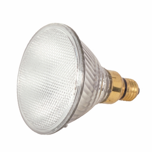 Halogen PAR Lamp, Designation: 70PAR38/HAL/XEN/FL/120V, 120 V, 70 WTT, PAR38 Shape, E26SK Medium Skirted Base, Clear, CC-8 Filament, 1500 HR, Lumens: 1380 LM Initial, 3000 DEG K Color Temperature, Warm White 30 DEG Beam Angle, 5-5/16 IN Length, 4-3/4 IN Diameter, Lumens: 2800 CP Center Beam