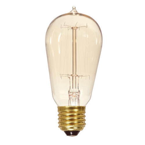 Incandescent Vintage Lamp, Designation: 40ST19/CL/15S/120/Vintage, 120 V, 40 WTT, ST19 Shape, E26 Medium Base, Clear, Cage Style Filament, 3000 HR, Lumens: 135 LM Initial, 5-3/16 IN Length, 2-3/8 IN Diameter