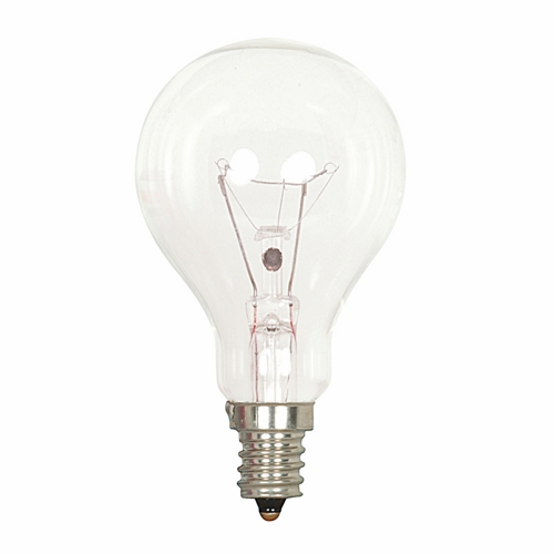 Incandescent General Service Lamp, Designation: 60A15/CL/E12S, 120 V, 60 WTT, A15 Shape, E12 Candelabra Base, Clear, C-9 Filament, 1000 HR, Lumens: 700 LM Initial, 3-3/8 IN Length, 1-7/8 IN Diameter