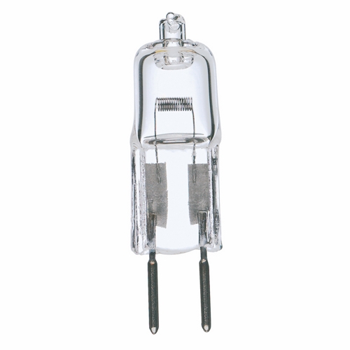 Halogen Bi Pin Lamp, Designation: 35T4/CL, 12 V, 35 WTT, T4 Shape, GY6.35 Bi Pin GY6.35 Base, Clear, C-6 Filament, 2000 HR, Lumens: 595 LM Initial, 1-9/16 IN Length, 1/2 IN Diameter