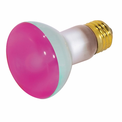 Incandescent Reflector Lamp, Designation: 50R20/PK, 130 V, 50 WTT, R20 Shape, E26 Medium Base, Pink, CC-9 Filament, 2000 HR, 4 IN Length, 2-1/2 IN Diameter